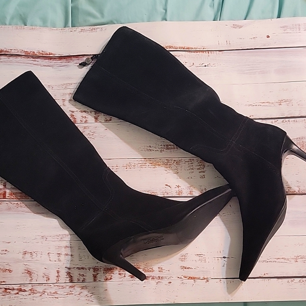 Chaps Suede Knee High Heel Boots